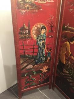 ART DECO HAND PAINTED DOUBLE SIDED ROOM SCREEN TROPICAL FISH CHINOISERIE - 3348393