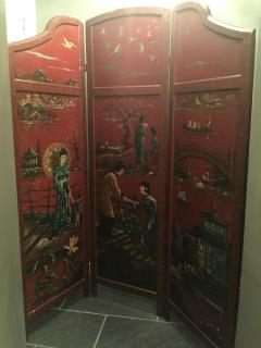 ART DECO HAND PAINTED DOUBLE SIDED ROOM SCREEN TROPICAL FISH CHINOISERIE - 3348394