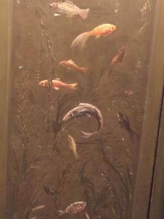 ART DECO HAND PAINTED DOUBLE SIDED ROOM SCREEN TROPICAL FISH CHINOISERIE - 3348401