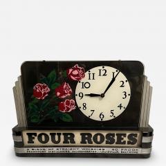 ART DECO ILLUMINATED FOUR ROSES ADVERTISING CLOCK - 3964175