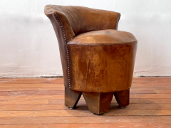 ART DECO LEATHER STOOL - 2851247