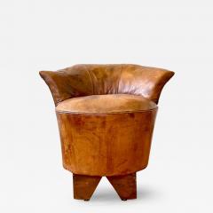 ART DECO LEATHER STOOL - 2853986