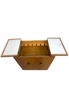 ART DECO LIGHT WOOD FITTED BAR CABINET WITH GREEK KEY FEET BY ROCKOLA - 4472397