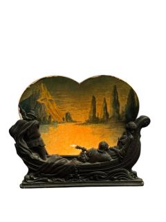 ART DECO LOVERS SERENADE ON FANCY BOAT ON LAKE MOTION LAMP - 4398516