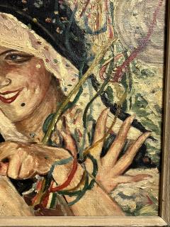 ART DECO MASQUERADE PARTY GIRL PAINTING - 4184065