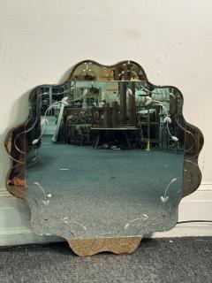 ART DECO MODERNIST FLOWER SHAPED PEACH CLEAR MIRROR - 4297539