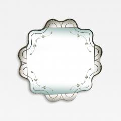 ART DECO MODERNIST FLOWER SHAPED PEACH CLEAR MIRROR - 4305958