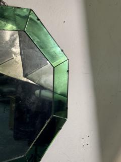 ART DECO MODERNIST OCTAGONAL GREEN CLEAR MIRROR - 4297545