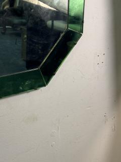 ART DECO MODERNIST OCTAGONAL GREEN CLEAR MIRROR - 4297546