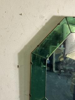 ART DECO MODERNIST OCTAGONAL GREEN CLEAR MIRROR - 4297548