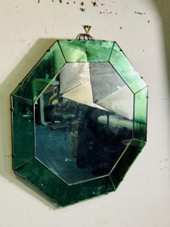 ART DECO MODERNIST OCTAGONAL GREEN CLEAR MIRROR - 4297551