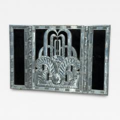 ART DECO OASIS FOUNTAIN DESIGN ENAMELED ALUMINUM WALL PLAQUE - 4607832