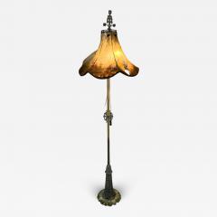 ART DECO POLYCHROMED ALUMINUM STEEL FLOOR LAMP WITH ORIGINAL PARCHMENT SHADE - 2913389