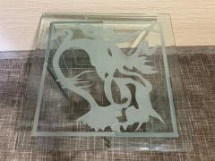 ART DECO REVIVAL ETCHED GLASS TABLE WITH DOLPHIN AMONGST SEA PLANTS - 3165697