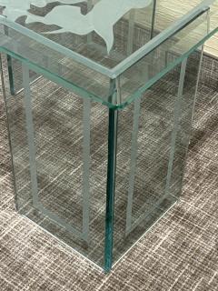 ART DECO REVIVAL ETCHED GLASS TABLE WITH DOLPHIN AMONGST SEA PLANTS - 3165703