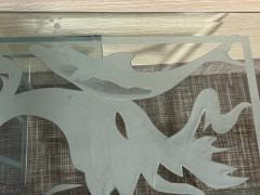 ART DECO REVIVAL ETCHED GLASS TABLE WITH DOLPHIN AMONGST SEA PLANTS - 3165704