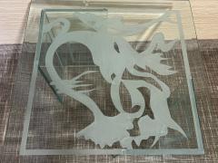 ART DECO REVIVAL ETCHED GLASS TABLE WITH DOLPHIN AMONGST SEA PLANTS - 3165705