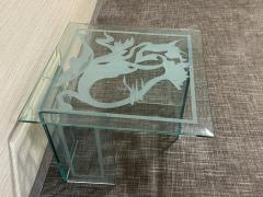 ART DECO REVIVAL ETCHED GLASS TABLE WITH DOLPHIN AMONGST SEA PLANTS - 3165707