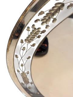 ART DECO ROUND ETCHED FLORAL MIRROR - 4711490