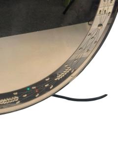 ART DECO ROUND ETCHED FLORAL MIRROR - 4711496