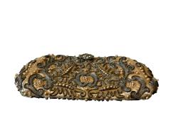 ART DECO SATIN CLUTCH SILVER CLEAR GLASS BEADING PEARLS WITH RHINESTONE CLASP - 4706664