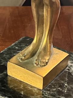 ART DECO WOMAN CHILD AND DACHSUND GILT BRONZE ON BLACK WHITE VEINED MARBLE BASE - 3876244