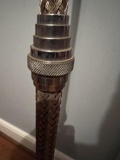 ART DECO WOVEN NICKELED BRONZE TRIPLE LIGHT TORCHIERE - 3355411