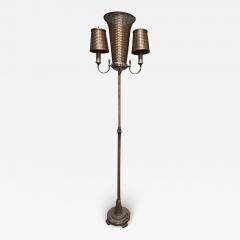 ART DECO WOVEN NICKELED BRONZE TRIPLE LIGHT TORCHIERE - 3360480