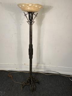 ART DECO WROUGHT IRON SKYSCRAPER DESIGN TORCHIERE LAMP - 4099892
