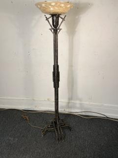 ART DECO WROUGHT IRON SKYSCRAPER DESIGN TORCHIERE LAMP - 4099895