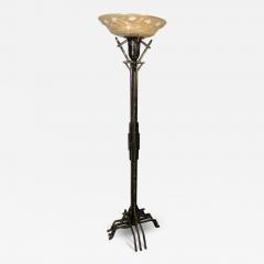 ART DECO WROUGHT IRON SKYSCRAPER DESIGN TORCHIERE LAMP - 4101997