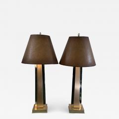 ART MODERNE PAIR OF ANNODIZED ALUMINUM AND CHROME LAMPS - 1033411