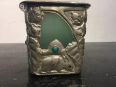 ART NOUVEAU JEWELED PEWTER REPOUSSE MICE AMONGST FOILAGE BOX - 768094