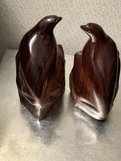 ARTIST CARVED HARDWOOD SEAL WITH BLACK ONYX EYES BOOKENDS - 4398550