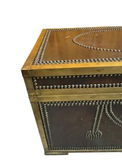 ARTS CRAFTS DESIGN NICKEL STUDDED BRASS FRAME TORTOISE FINISH STEAMER TRUNK - 4496618