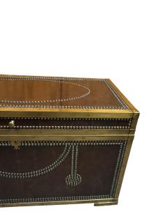 ARTS CRAFTS DESIGN NICKEL STUDDED BRASS FRAME TORTOISE FINISH STEAMER TRUNK - 4496619
