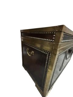 ARTS CRAFTS DESIGN NICKEL STUDDED BRASS FRAME TORTOISE FINISH STEAMER TRUNK - 4496626