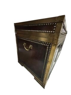 ARTS CRAFTS DESIGN NICKEL STUDDED BRASS FRAME TORTOISE FINISH STEAMER TRUNK - 4496627