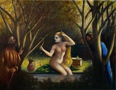 ATMOSPHERIC NUDE BATHING IN FOREST WITH WATCHERS PAINTING - 1569532