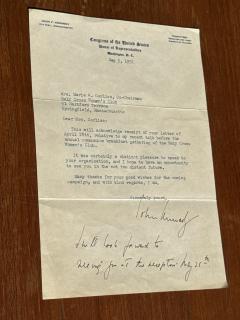AUTOGRAPHED JOHN F KENNEDY LETTER TO HOLY CROSS WOMENS CLUB 1952 - 4335888