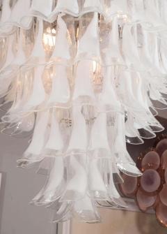 AV Mazzega Custom Huge Mazzega White and Clear Glass Petal Chandelier - 3127643