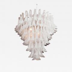 AV Mazzega Custom Huge Mazzega White and Clear Glass Petal Chandelier - 3132651