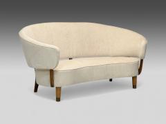 Aage Sattrup Beech Fabric Rare Floating Sofa Denmark 1950s - 4257242