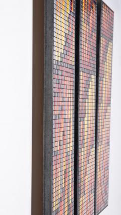 Aaron Lyons Contemporary Glass Mosaic Triptych in Blackened Steel Frames - 4813145