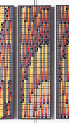 Aaron Lyons Contemporary Glass Mosaic Triptych in Blackened Steel Frames - 4813146