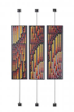 Aaron Lyons Contemporary Glass Mosaic Triptych in Blackened Steel Frames - 4817426