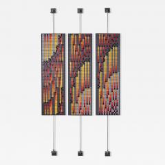 Aaron Lyons Contemporary Glass Mosaic Triptych in Blackened Steel Frames - 4817443