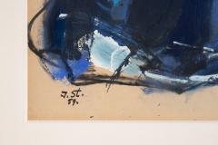 Abstract Expressionist New York School Blue Bull Painting Signed and Dated 1959 - 4491532