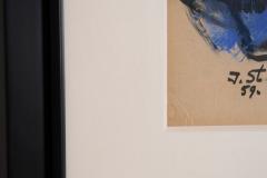 Abstract Expressionist New York School Blue Bull Painting Signed and Dated 1959 - 4491536