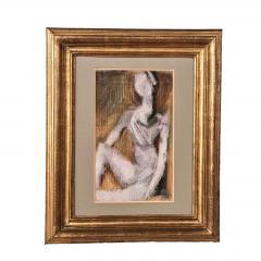 Abstract Framed Pastel Drawing of a Woman circa 1960 - 3602224